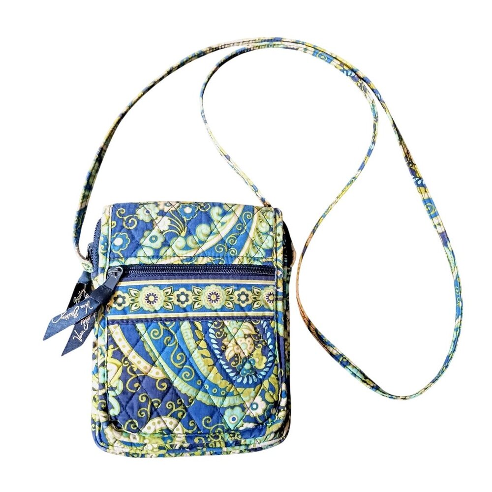 Vera Bradley Quilted Navy Multi Paisley Floral Crossbody Bag Travel Purse‎